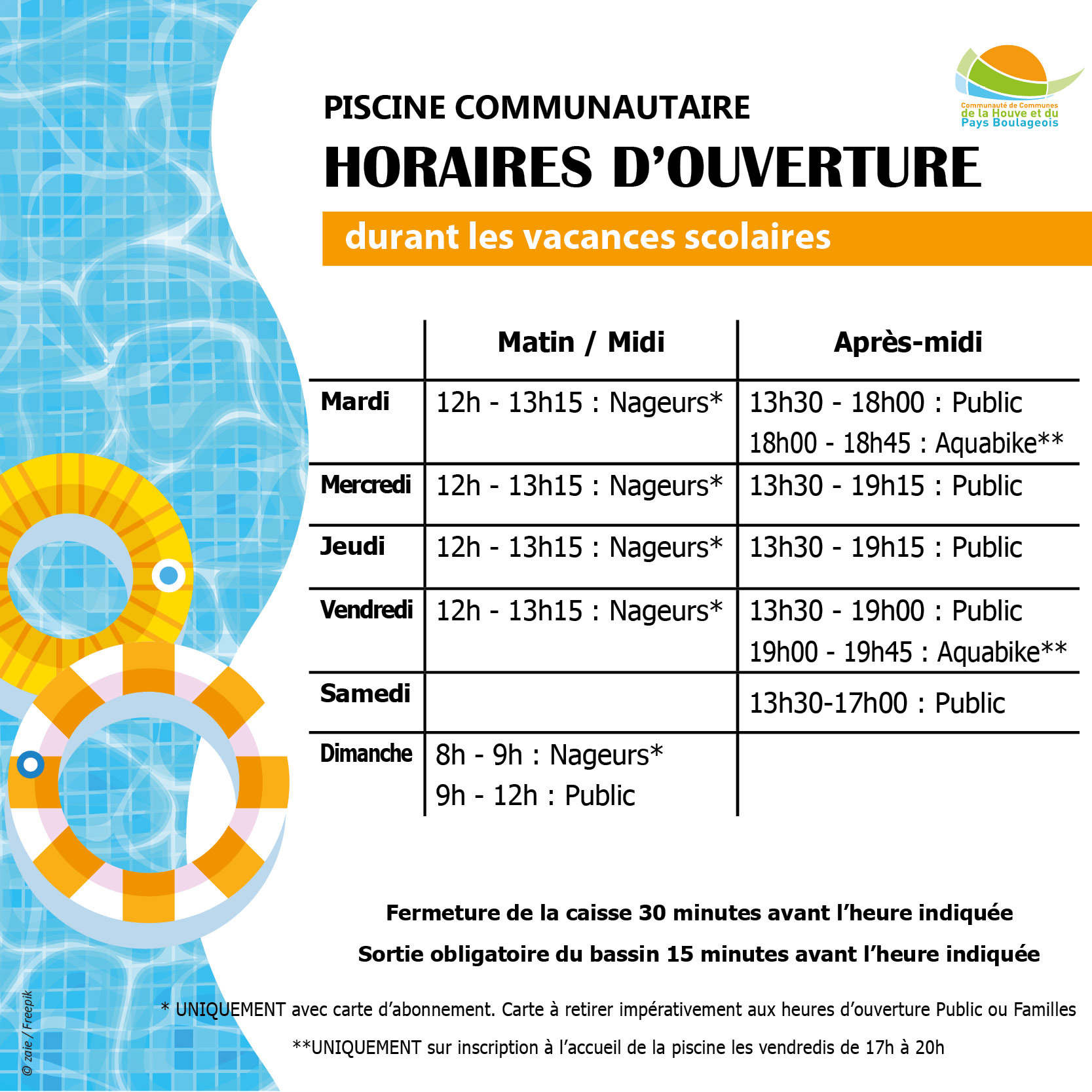 Horaires vacances scolaires 2025 piscine