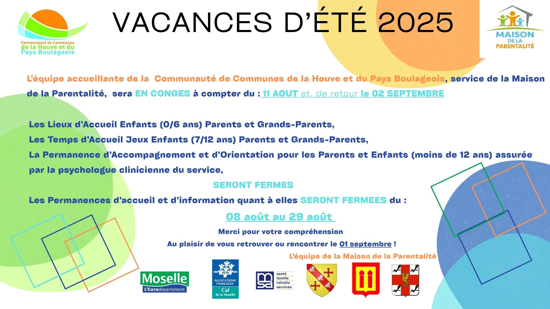 Copie de Fermeture estivale 2025